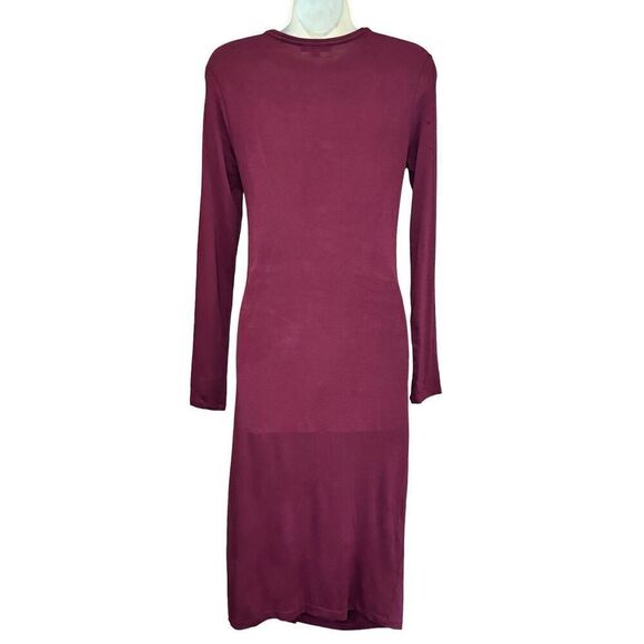Vince Gathered Long Sleeve Midi Dress in Plum Wine NWT Size Small - Picture 4 of 7